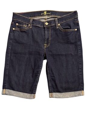7 For All Mankind Dark Blue Denim Jean Shorts